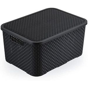 Caixa Organizadora Rattann com tampa 15L Preto