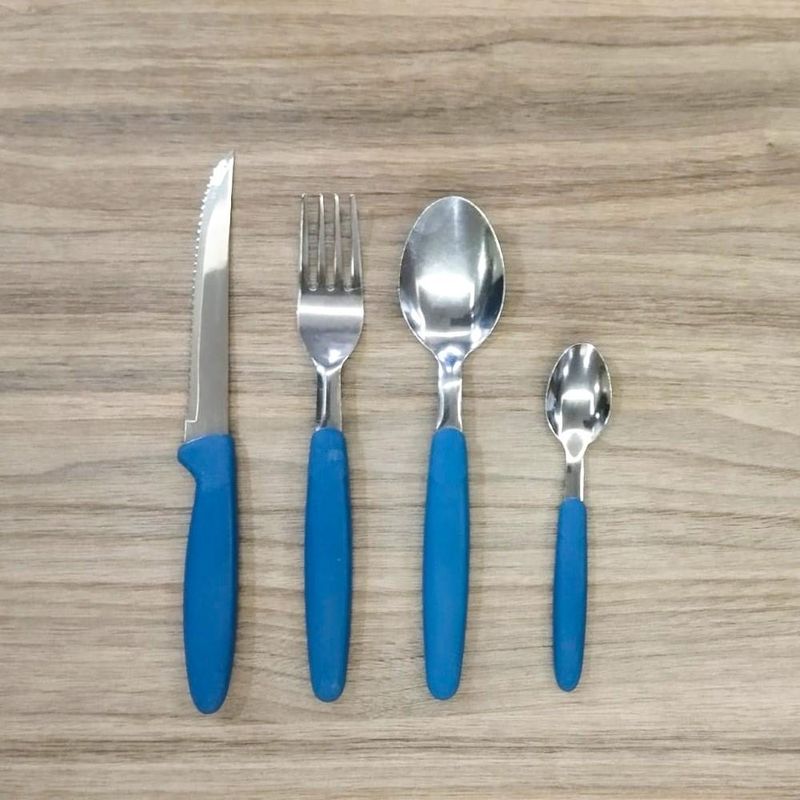 Faqueiro em Inox Obsidiana 16 Peças Tekshine Azul