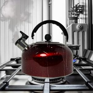 Chaleira Inox com Apito 3 Litros Vermelha