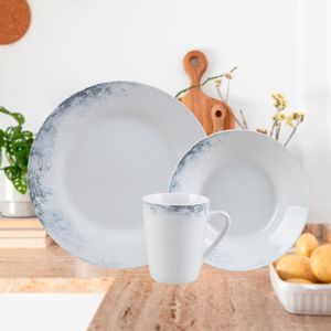 Aparelho de Jantar  em  Porcelana 12 Peças Smoke Tekshine