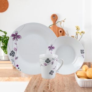 Aparelho de Jantar em Porcelana 12 Peças Iris Tekshine