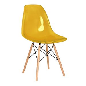 Cadeira Eames Wood Union Home Acrílica Amarela