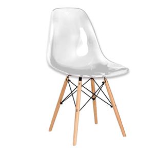 Cadeira Eames Wood Union Home Acrílica Incolor