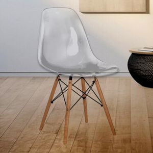 Cadeira Eames Wood Union Home Acrílica Incolor