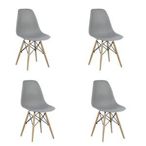 Conjunto 4 Cadeiras Eames Wood Union Home Cinza