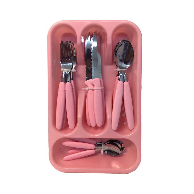 Conjunto-de-Talher-com-Escorredor-25-Pecas-Rosa-Tekshine